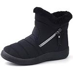 DimaiGlobal Womens Mens Snow Boots Winter Anti-Slip Ankle Booties Waterproof Slip On Warm Fur Lined Outdoor Shoes Lightweight Short Boots