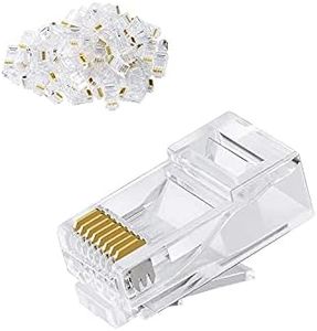 CableCreation Cat6 RJ45 Ends, 10-Pack Cat6 Connector, Cat6 / Cat5e RJ45 Connector, Ethernet Cable Crimp Connectors UTP Network Plug for Solid Wire and Standard Cable, Transparent