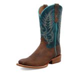 Twisted X Women's 11" Toe Rancher Boot - Casual Western Style Boots for Women, Dark Chocolate & Ocean Blue, 7.5