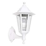 MiniSun Traditional Style White Outdoor Security IP44 Rated Wall Light Lantern - Complete with 1 x 6w LED ES E27 Bulb