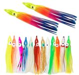 Fishing Lures Squid Skirts Octopus Lures Soft Plastic Trolling Skirt Lure Kit Saltwater Fishing Bait for Bass Trout 3.6inch 35pcs