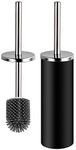 Bingobang Toilet Brush and Holder,Stainless Steel Lid Handle,Silicone Deep Cleaner Toilet Brushes with Quick Drying Holder Set for Bathroom Toilet(Black)