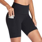 Vimbloom Yoga Shorts for Women High Waist Short Leggings with Pockets Tummy Control Bike Shorts for Gym Running Cycling VI057 Black