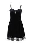 Vintage Lace Sleeveless Velvet Gothic Dress High Waist Elegant Dress Black Purple Dress