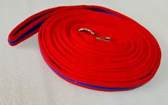 NEW Equine Lunging Line Cushion Web 8 MTR Brass Snaphook NAVY/RED