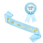 Yuarmi 2 Pcs Baby Shower Decorations Set,Daddy to be Tinplate Badge Pin and Mommy to be Sash Kit for Baby Shower Decorations Gender Reveals Party Gifts