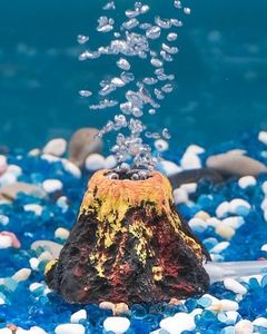 Uniclife Aquarium Volcano Ornament Kit, Fish Tank Decoration Mini Resin Volcanic Decor for Fish Tank Landscape Realistic Mountain with Air Stone Bubbler Airline Tubing Accessories for Oxygenation