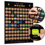 Atlas & Green Top 100 Movies Scratch Off Poster | Bucket List Movie Poster | Top Films Scratch Poster + BONUS Accessories: Gift Tube, Scratch Tool & Review Stickers