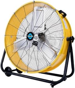 Tornado - 24 Inch High Velocity Heavy Duty Tilt Metal Drum Fan Yellow Commercial, Industrial Use 3 Speed 8540 CFM 1/3 HP 8 FT Cord UL Safety Listed