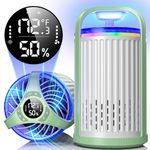 Fruit Fly Traps for Indoors, Smart Fly Trap Indoor with Temperature & Humidity Sensor, Flying Insect Trap for Plants Moths Mosquitoes Gnat Traps with Suction, Bug Lights and 10 PCS Refill - Green