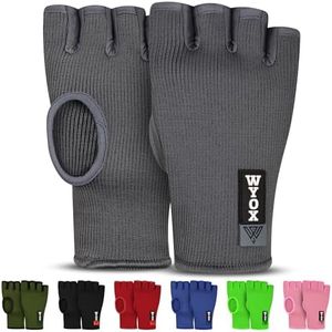 WYOX Boxing Hand Wraps Inner Gloves Men Women, Half Finger Under Mitts with Elasticated Bandages for Fist Protection, Ideal for Muay Thai, Kickboxing, MMA, and Martial Arts, Perfect for Training
