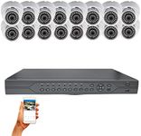 Evertech 32 Channel CCTV Security Surveillance System H.265 Security Digital Video Recorder 4TB Recording Storage and 16 Dome Cameras