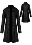 Sangdut Men's Medieval Steampunk Halloween Costumes, Gothic Frock Coat Victorian Court Uniform, Renaissance Bottom Vintage Adult Festival Tailcoat (Black, XL)