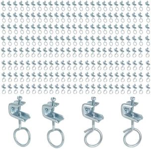 PEDOBALI 102 Pcs 1/4" x 20 Beam Clamp with Screws Cable Ring Hangers Steel Small C Clamps Metal Machine Threaded Bridle Rings for Pipe, Can Withstand 75 Lbs (1 1/4 Inch Bridle Rings)