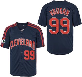 ZXCVB Men's #99 Ricky Vaughn Jersey 90s Hip Hop Clothing Movie Baseball Jersey Stitched, Dark Blue, Medium