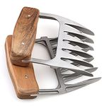 1Easylife Metal BBQ Meat Claws, Skid & Heat Resistant with Wooden Handle