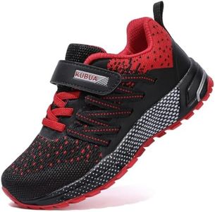 KUBUA Kids Sneakers Lightweight Boys Girls Tennis Shoes Black Crimson