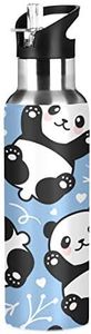 KEEPREAL 22 OZ Cute Cartoon Panda Water Bottle with Straw - BPA Free Leakproof Stainless Steel Water Bottle for Women Men Water Jug for Fitness Gym Outdoor Sport