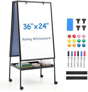 MAKELLO Rolling Whiteboard 36x24, Double Sided Classroom Easel with Storage