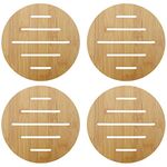 HOKIPO Eco-friendly Bamboo Wooden Coasters for Home Pan Pot Holder for dining table Heat Pad for Kitchen - Pack of 4 (AR2820-D5)