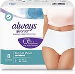 Always Discreet Incontinence Underware for Sensitive Skin, 0% Dyes & Fragrances, Super Plus Large, 8 Pack