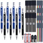 MyLifeUNIT 22 Pcs 2.0 mm Mechanical Pencils Set, 8 Pcs Lead Pencils with 10 Case Lead Refills 2B, HB Black & Colors, 2 Pcs Erasers and 2 Pcs Sharpeners for Drawing, Sketching and Drafting