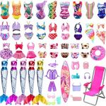 40 Pcs Doll Clothes and Accessories for Doll, 11.5 Inch Doll Outfit Collection Including Swimsuits Fishtail Skirt Chair Swimming Ring Skateboard Diving Suit Accessories for Girls Birthday Gifts