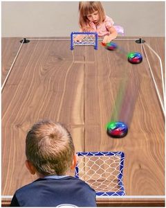 CT SPORTS Air-Powered Hockey Game with Elastic Boundaries – Air Puck for Tabletop Play, 2 Mini Goals, Elastic Rope for Rebound Action, Perfect for Kids & Family