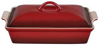 Le Creuset Stoneware Heritage Covered Rectangular Casserole, 4 qt. (12" x 9"), Cerise