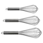 Kuber Industries 3 Different Sizes Multiuses Stainless Steel Kitchen Utensil Balloon Shape Wire Whisk, Egg Beater, Kitchen Tool (20,25,30cm)- Pack of 3 (Silver)