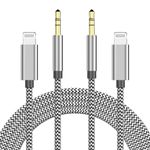 [Apple MFi Certified] Aux Cord for iPhone, 2 Pack Nylon Braided Lightning to 3.5mm Aux Audio Phone Cable Headphone Jack Adapter for iPhone 14 13 12 11 XS XR X to Car Home Stereo Speaker