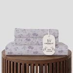 LINENWALAS 100% Cotton Elastic Fitted Bed Sheet for Super King Size Bed | Fits 6–12 Inch Mattress | Soft, Breathable, Certified Premium Bedsheet with 2 Pillow Cover (78x78 Inches, Lavender Haze)