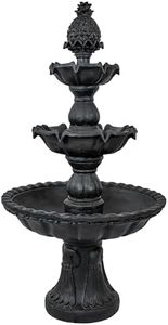 Sunnydaze 57" H Welcome 3-Tier Outdoor Water Fountain - Large Traditional Water Feature with Pineapple Topper - Deep Espresso