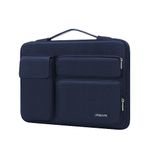 MOSISO 360 Protective Laptop Sleeve Compatible with MacBook Air 13 inch M2 M1 2023-2018 / Pro 13 inch 2023-2016 / Surface Pro 9/8/7/X, Side Open Bag with 2 Raised&1 Flapover Pockets,Navy Blue