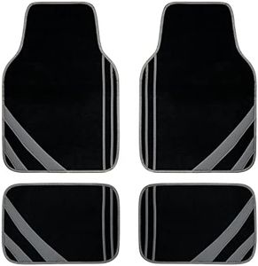 CAR PASS Gray Car Floor Mats, Edge Leather Car Mats with Double Stitch Line and Anti-Slip Backing Design, Fit 95% Automotive,SUVS,Sedan,Vans (Black and Gray)
