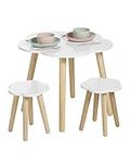 Haus Projekt Cloud Table and Two Stools Set (Age 3-8) White Table with 2 Stools Set for Kids, Children's Wooden Activity Table in Cloud Shaped Design, Premium Furniture for Kids