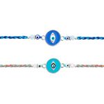 Set of 2 Rakhi For Brother With Greeting Card Evil Eye Rakhi For Raksha Bandhan Designer Fancy Rakhi Thread for Bhaiya - EvilCA01