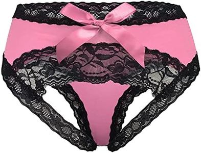 CITUYER Women Sexy Lace Panties Underwear with Cute Bow Midnight （Pink-XL）