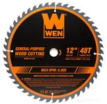 WEN BL1248 12-Inch 48-Tooth Carbide-Tipped Professional Woodworking Saw Blade for Miter Saws and Table Saws