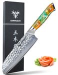SANMUZUO 7” Santoku Knife - Hammered Damascus Steel & Resin Handle - YAO Series
