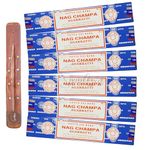 Satya Nag Champa Agarbatti Incense Sticks | x6 pack | with SAMASIA incense sticks holder | Used for Aromatherapy, Spa, Yoga, Weddings, Meditation, Healing, Positivity and Relaxation