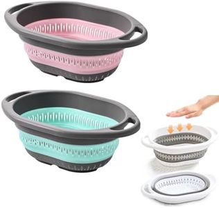 2-Pack Collapsible Silicone Colander Strainer, Foldable Kitchen Sink Basket for Washing Vegetables & Pasta, Space Saving & Dishwasher Safe, Kitchen Essentials