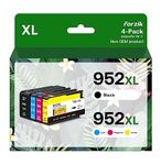 Forzik Compatible 952XL Ink Cartridge Combo Pack Replacement for HP 952 952XL Ink Cartridges Work with OfficeJet Pro 7740 8710 8720 8210 8725 8740 Printer(Black, Cyan, Yellow, Magenta,4 Pack)