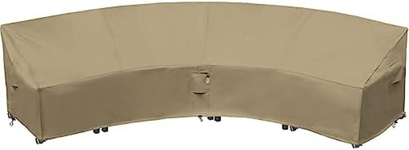 Flexiyard Curved Patio Furniture Cover for Outdoor Sectional Sofa, 190"(128") Reinforced Waterproof 600D Patio Sectional Couch Cover, Half Moon Lawn Outside Garden Furniture Winter Protective Cover