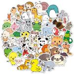 Eocoyar Pack of 100 Cute Animal Stickers, Waterproof Vinyl Animal Stickers, Kawaii Aesthetic Cartoon Animal Stickers for Laptop, Luggage, Motorcycle, Bicycle, Skateboard, Helmets, Car, Motorcycle