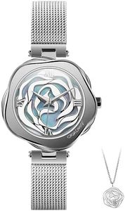 CIGA Design Watch Denmark Rose Series Mechanical Quartz Wristwatch Sapphire Crystal Stainless Steel Case Skeleton Dial Leather Strap Fashion Timepiece