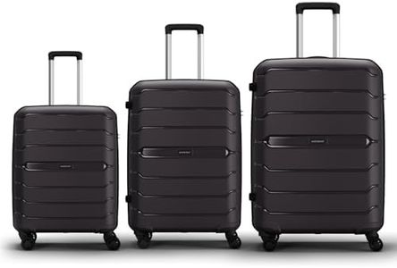 Aristocrat Liberty 8 Wheel Set of 3 Large Size (Check-in), Medium Size (Check-in) & Cabin (Small Size) Hard Case Trolley Bags, Lightweight Polypropylene Luggage, 3-Yr Global Warranty, Saddle Brown