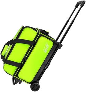 WOLT Double Roller 2 Ball Bowling Bag with Separate Shoe Compartment, Large Capacity Bowling Ball Bag with Accessory Pocket, Retractable Handle extends to 40"