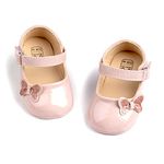 Meckior Infant Baby Girls Soft Sole Bowknot Princess Wedding Dress Mary Jane Flats Prewalker Newborn Light Baby Sneaker Shoes