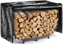 facka 40 Inch Heavy Duty Firewood Rack Outdoor with Cover, Waterproof Log Storage for Fireplace, Indoor & Outdoor Metal Wood Holder, Rustproof